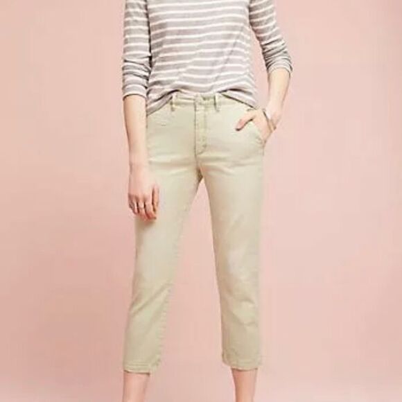 NWOT  Anthropologie Chino Crop Pants Size 27 - Picture 1 of 8